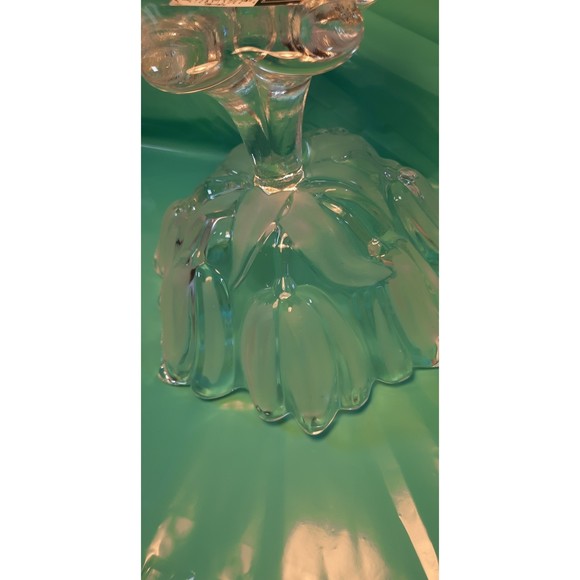 Mikasa Tulip Footed Compote,Satin to Clear, Frosted Candy Dish 7.5" Tall Bowl - Picture 4 of 8